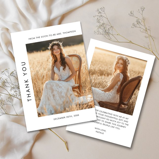 Minimalistisches rustikales Typografie Brautparty  Dankeskarte (Von Creator hochgeladen)