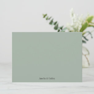 Minimalistisches Salbeigrün Elegante Hochzeit Pers Dankeskarte