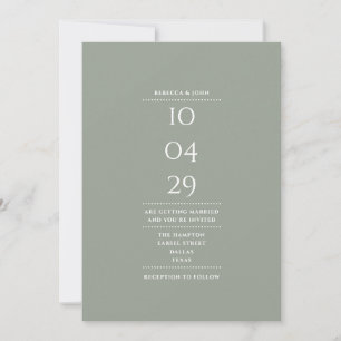 Minimalistisches Salbeigrün Foto-Hochzeitsdatum Einladung
