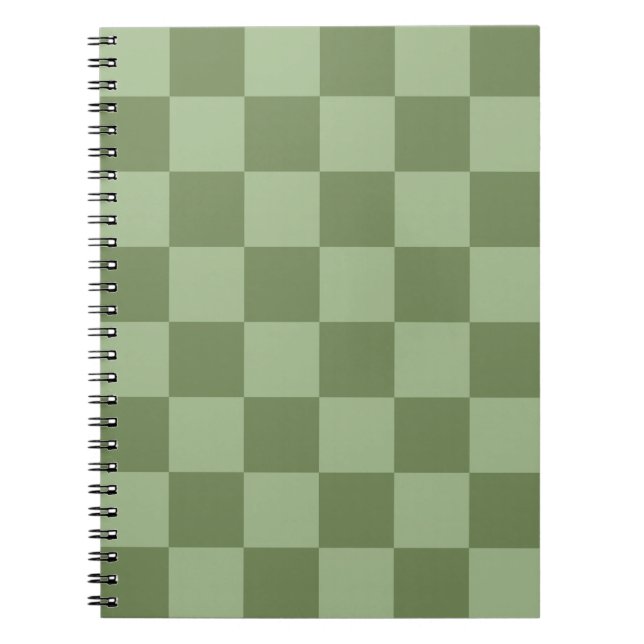 Minimalistisches Salbeigrün-Schachbrettmuster Notizblock (Vorderseite)