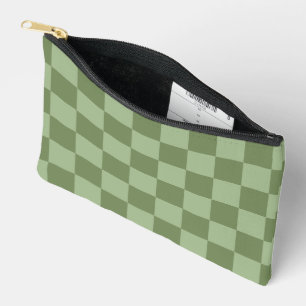 Minimalistisches Salbeigrün-Schachbrettmuster Zubehörtasche