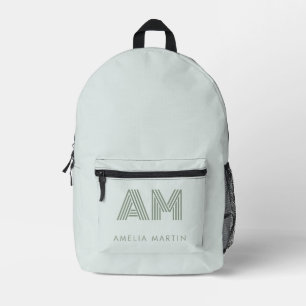 Minimalistisches Salbeigrünes Benutzerdefiniertes Bedruckter Rucksack