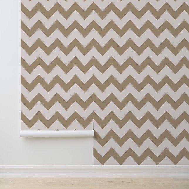 Minimalistisches Sand-Brown-Zickzack Muster Tapete (Anwendung)