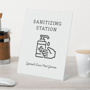 Minimalistisches Sanitisierungs-Station-Zeichen Sockelschild