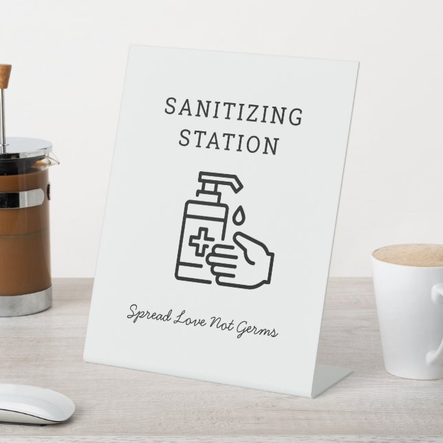 Minimalistisches Sanitisierungs-Station-Zeichen Sockelschild (In SItu)