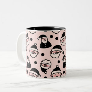 Minimalistisches Santa-Gesicht Weihnachten Zweifarbige Tasse