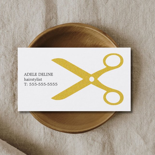 Minimalistisches sauberes weißes Gold Scissor Visitenkarte (Von Creator hochgeladen)