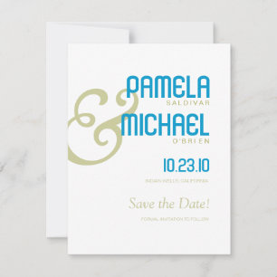 Minimalistisches Save the Date Aqua & Chartreuse P