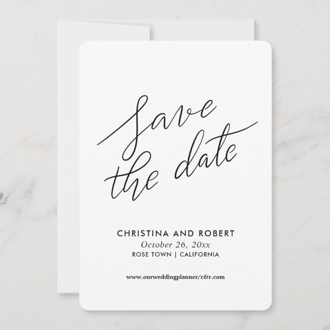 Minimalistisches Save the Date handgeschriebenes S (Vorderseite)