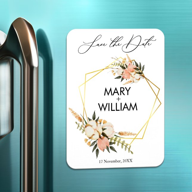 Minimalistisches Save the Date Hochzeitsgold Magnet (Von Creator hochgeladen)