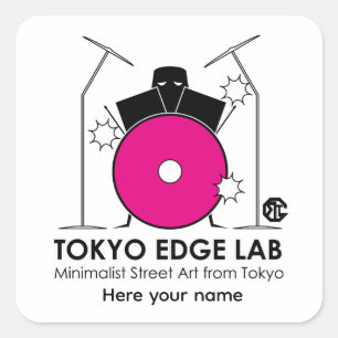 Minimalistisches Schlagzeug-Set - Tokyo Edge Lab Quadratischer Aufkleber