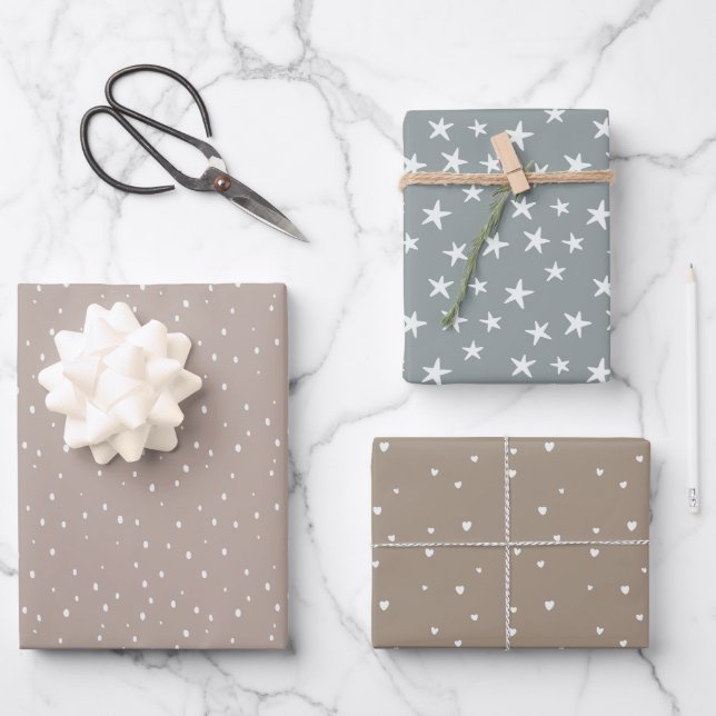 Minimalistisches Schleifpapier in verschmutzten Er Geschenkpapier Set (Vorderseite)