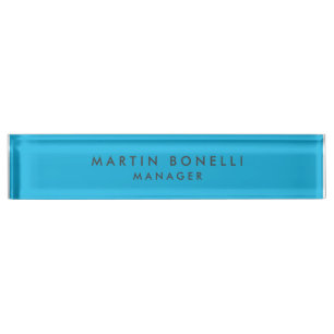 Minimalistisches Schlichtes Blau Namensplakette