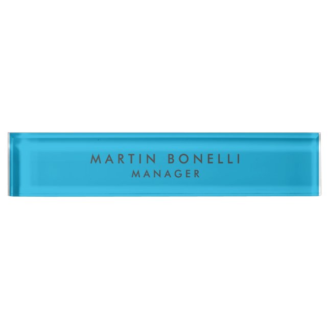 Minimalistisches Schlichtes Blau Namensplakette (Vorderseite)