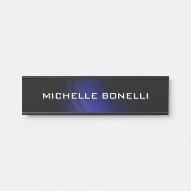 Minimalistisches Schlichtes Blaues Schwarz Türschild (Vorderseite )
