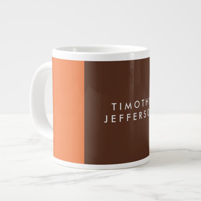 Minimalistisches Schlichtes Braun Elegante Moderne Jumbo-Tasse (Vorderseite Links)