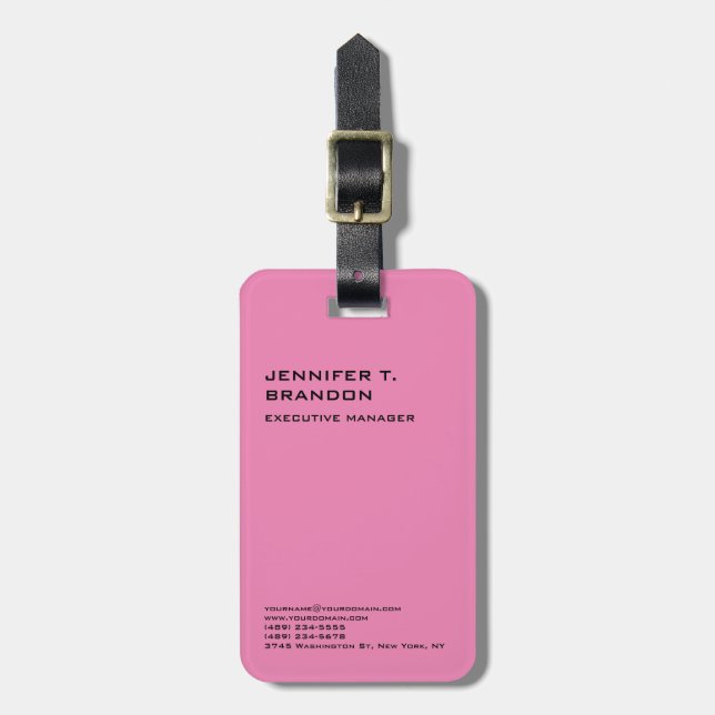 Minimalistisches Schlichtes Rosa Modernes Beruflic Gepäckanhänger (Vorderseite vertikal)