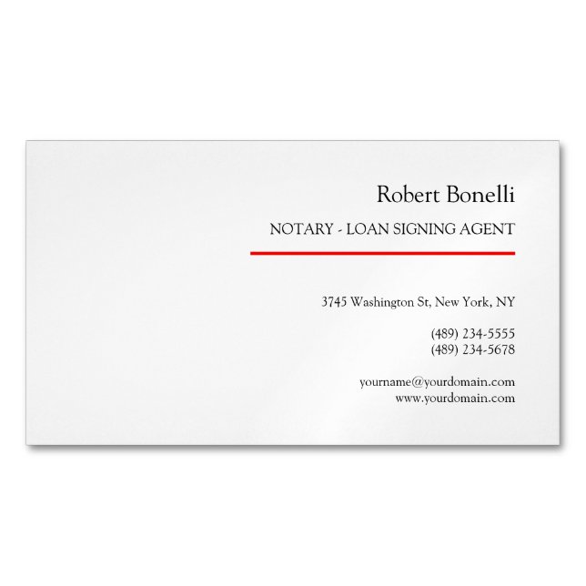 Minimalistisches Schlichtes Rotes Weiß Modernes No Magnetische Visitenkarte (Vorderseite)