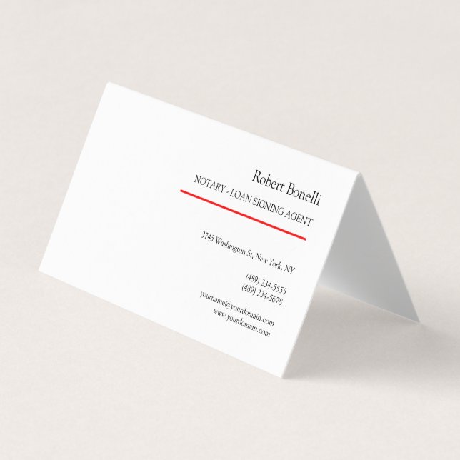 Minimalistisches Schlichtes Rotes Weiß Modernes No Visitenkarten (Vorderseite)