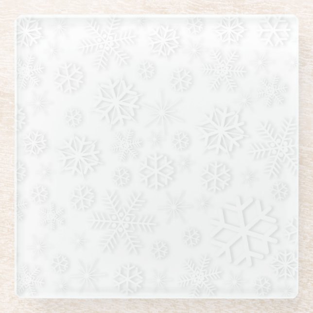 Minimalistisches Schneeflockenmuster Glasuntersetzer (Vorderseite)