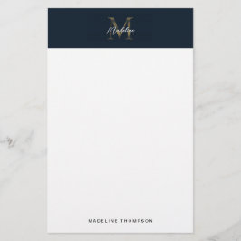 Minimalistisches Schrift Metallisch Marineblau Gol Briefpapier