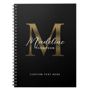 Minimalistisches Schrift Metallisch Schwarz Gold M Notizblock