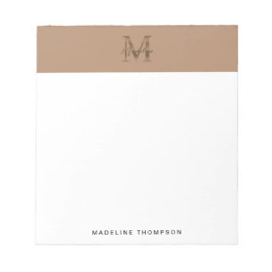 Minimalistisches Schrift-Metallisches Taupe-Gold-M Notizblock