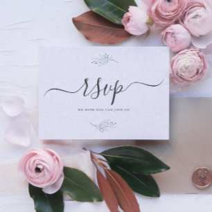 Minimalistisches Schwarz auf Plush White Paisley U Einladung