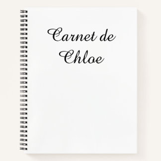 Minimalistisches Schwarz auf Weiß Französisch Carn Notizbuch