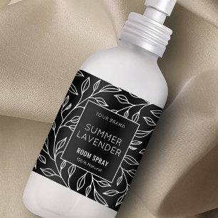 Minimalistisches Schwarz-Flora-Spray-Etikett