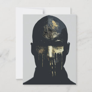 Minimalistisches Schwarz/Gold Abstraktes Portrait Postkarte