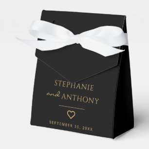 Minimalistisches Schwarz-Gold-Herz Moderne Hochzei Geschenkschachtel