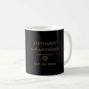 Minimalistisches Schwarz-Gold-Herz Moderne Hochzei Kaffeetasse
