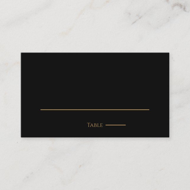 Minimalistisches Schwarz-Gold-Herz Moderne Hochzei Platzkarte (Vorderseite)