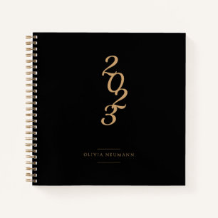 Minimalistisches Schwarz-Gold-Notebook 2022 Notizbuch