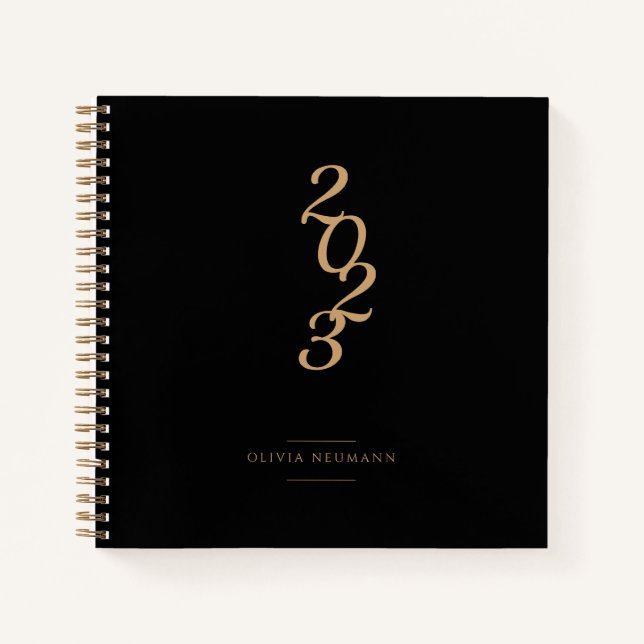 Minimalistisches Schwarz-Gold-Notebook 2022 Notizbuch (Vorderseite)