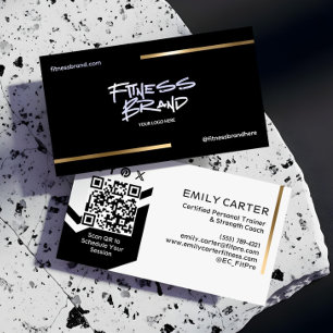 Minimalistisches Schwarz-Gold-Trendy-Fitness-Train Visitenkarte