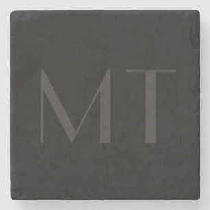 Minimalistisches Schwarz-Grau-Elegantes Monogramm Steinuntersetzer