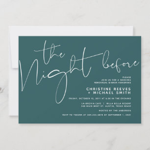 Minimalistisches Schwarz-Script-Hochzeit-Probe-Din Einladung