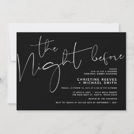 Minimalistisches Schwarz-Script-Hochzeit-Probe-Din Einladung
