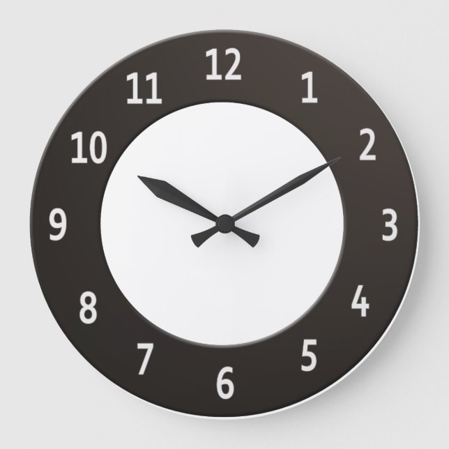 Minimalistisches Schwarz und Weiß Große Wanduhr (Vorderseite)