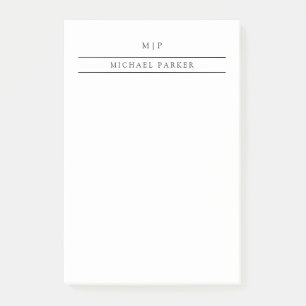 Minimalistisches Schwarz und Weiß Monogramm und N Post-it Klebezettel