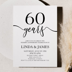 Minimalistisches Schwarz Weiß 60. Hochzeitstag Einladung