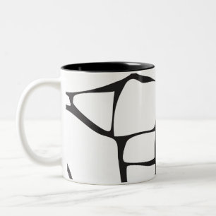 Minimalistisches Schwarz-Weiß-Abstraktes Steinmust Zweifarbige Tasse