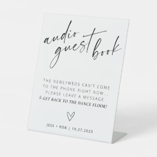 Minimalistisches Schwarz/Weiß-Audio-Gästebuch Sockelschild