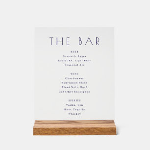 Minimalistisches Schwarz-Weiß-Bar-Menü-Schild Acrylschild