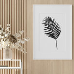 Minimalistisches Schwarz-Weiß-Botanisches Fern Zei Poster<br><div class="desc">Diese moderne minimalistische botanische Illustration zeigt ein einfaches Farnblatt,  das in Schwarz und Weiß zeichne.</div>