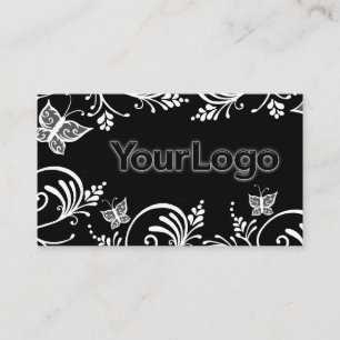 Minimalistisches Schwarz-Weiß-Butterfly-Logo Visitenkarte