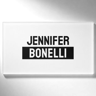 Minimalistisches Schwarz-Weiß-Einfaches Elegantes Namenschild