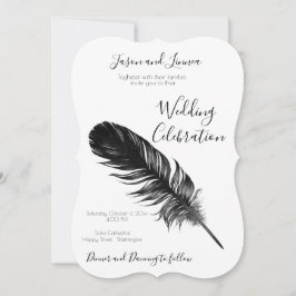Minimalistisches Schwarz-Weiß-Feather-Elegant Einladung
